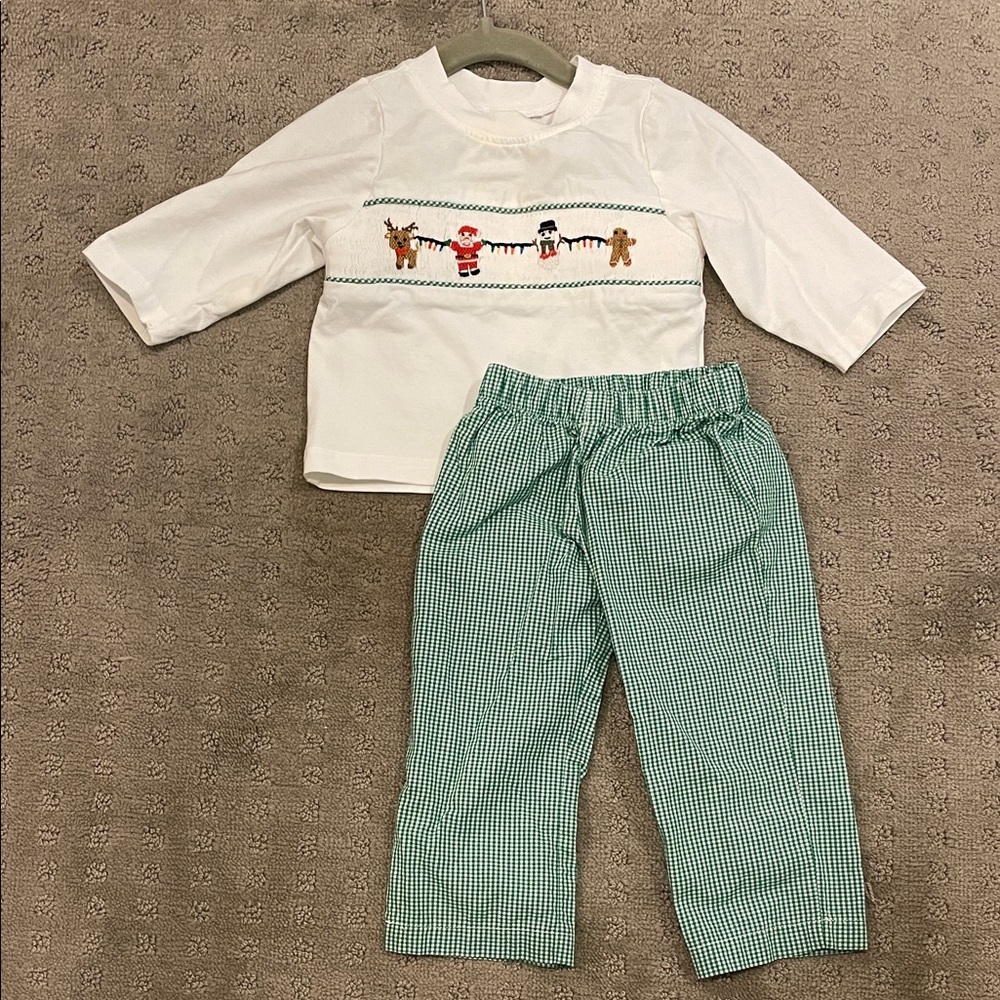 Kids White and Green Long Sleeve Set